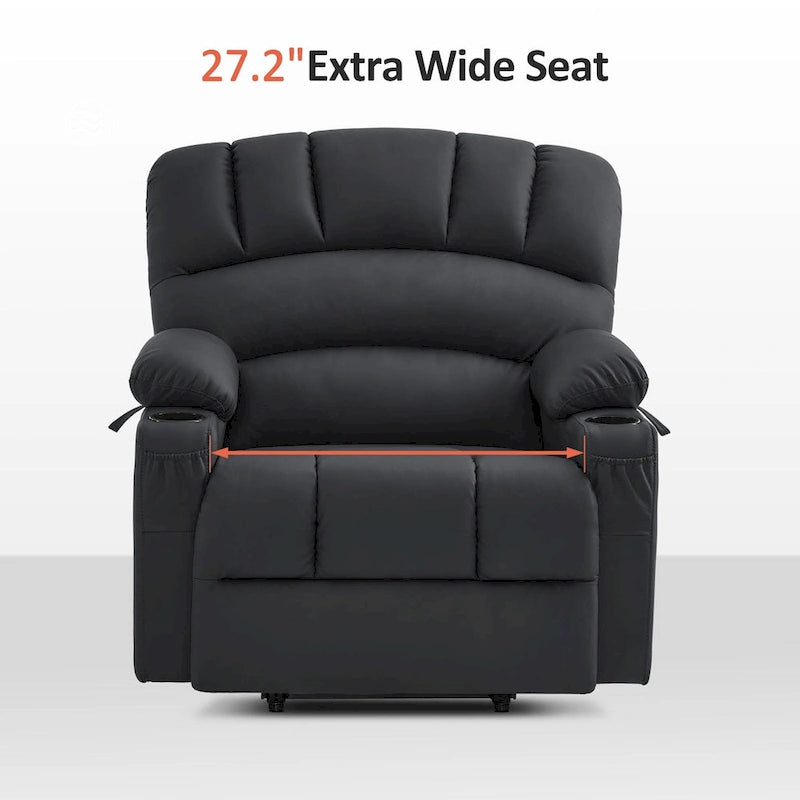 Fauteuil inclinable électrique avec fonction de massage et chauffage, similicuir (largeur moyenne)