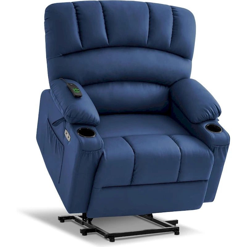 Fauteuil inclinable électrique avec fonction de massage et chauffage, similicuir (largeur moyenne)