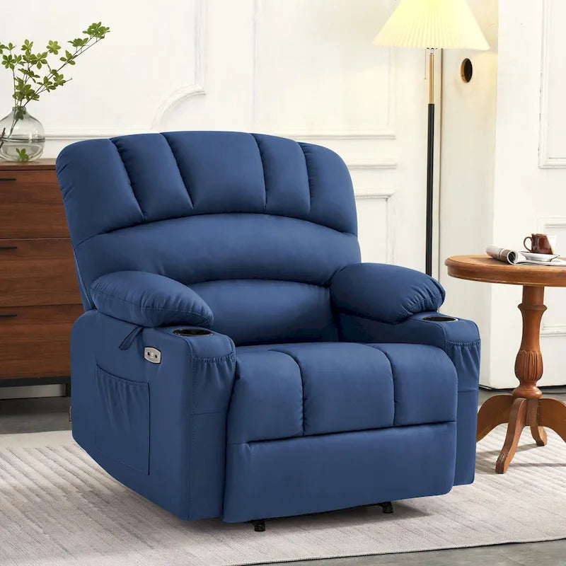 Fauteuil inclinable électrique avec fonction de massage et chauffage, similicuir (largeur moyenne)