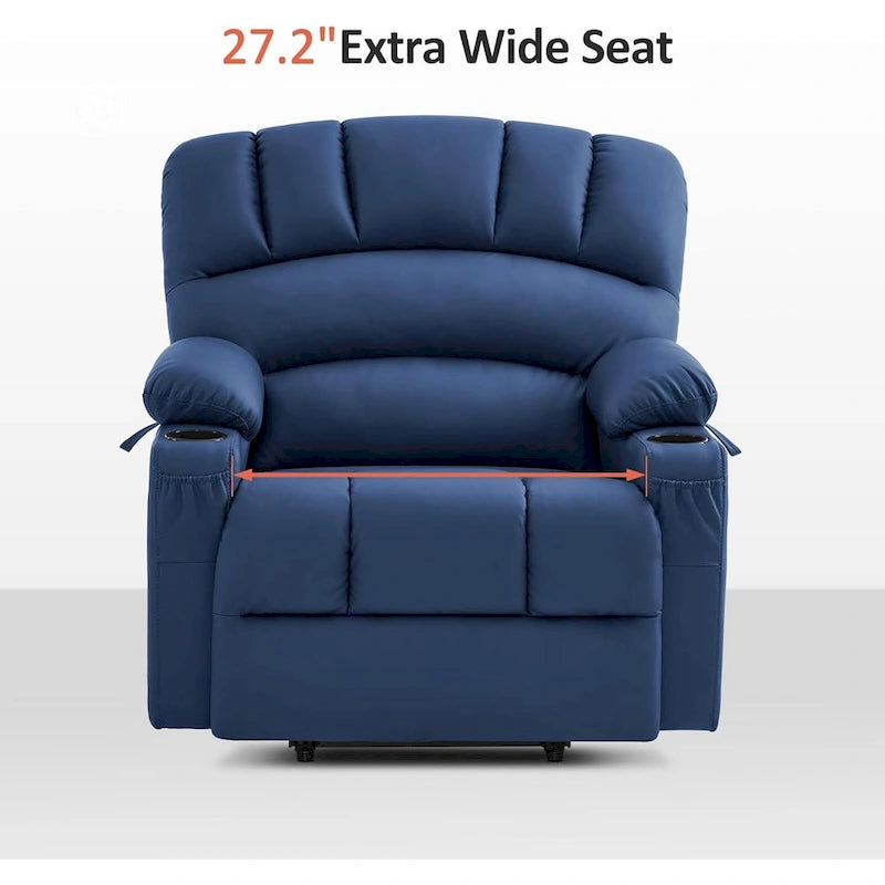 Fauteuil inclinable électrique avec fonction de massage et chauffage, similicuir (largeur moyenne)