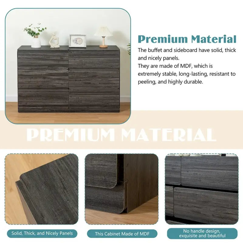 Cómoda de madera con seis cajones