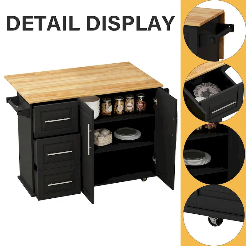 Isla de cocina con armario de 2 puertas y 3 cajones