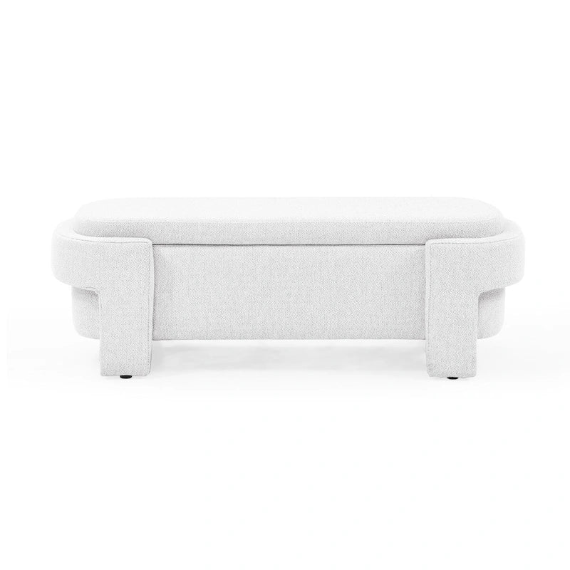 Banco tapizado en tela de lino con amplio espacio de almacenamiento - 51.5L x 20.5W x 17H