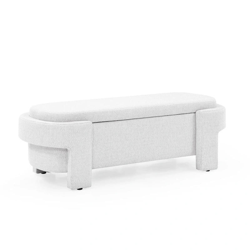 Mit Leinenstoff gepolsterte Bank mit großem Stauraum - 51.5L x 20.5W x 17H