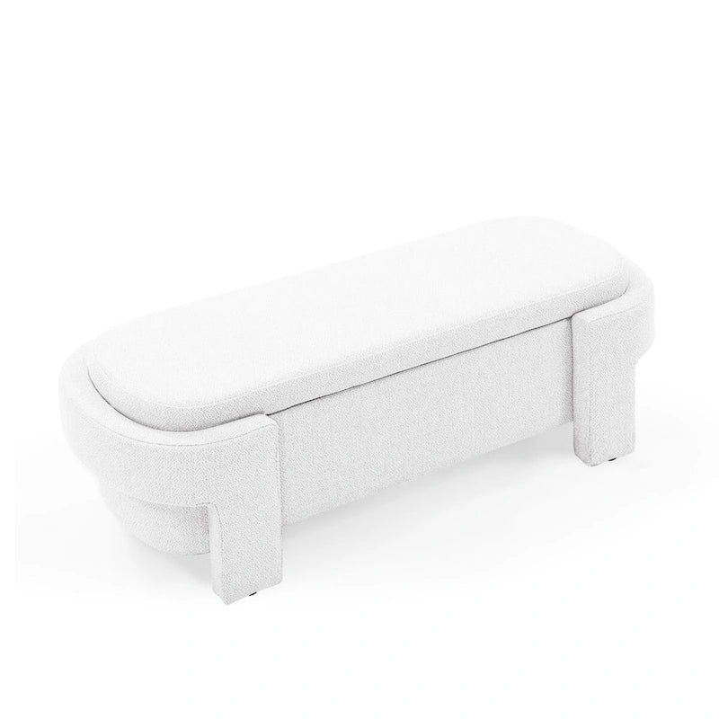 Banco tapizado en tela de lino con amplio espacio de almacenamiento - 51.5L x 20.5W x 17H