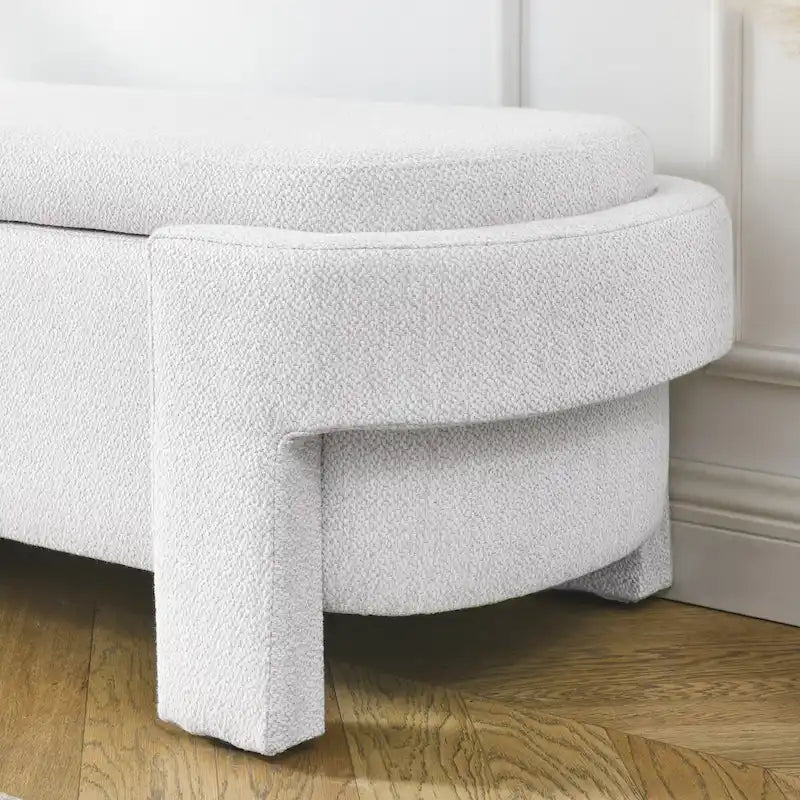 Mit Leinenstoff gepolsterte Bank mit großem Stauraum - 51.5L x 20.5W x 17H