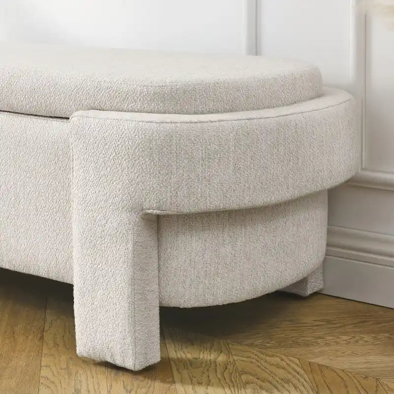 Mit Leinenstoff gepolsterte Bank mit großem Stauraum - 51.5L x 20.5W x 17H