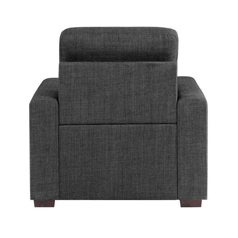 Silla de 37 pulgadas, otomana extraíble, poliéster gris oscuro, madera espresso