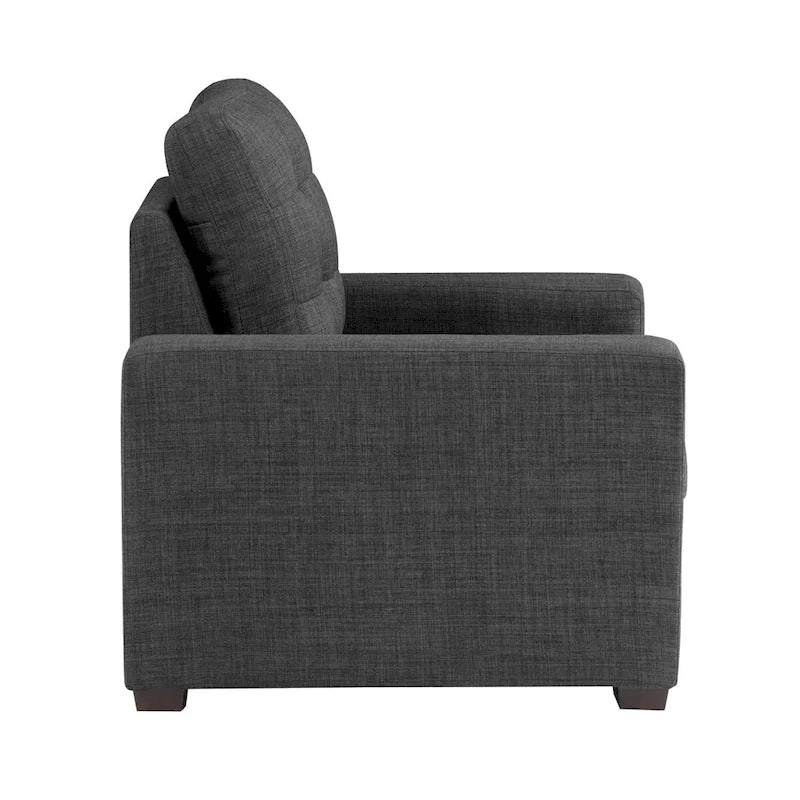 Silla de 37 pulgadas, otomana extraíble, poliéster gris oscuro, madera espresso