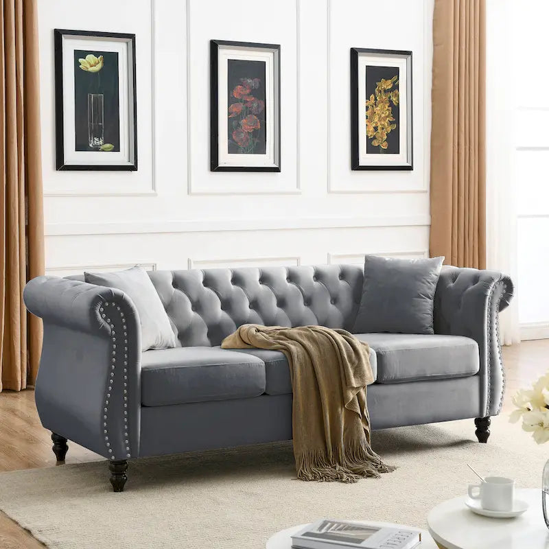 Chesterfield Sofa Grey Living Room