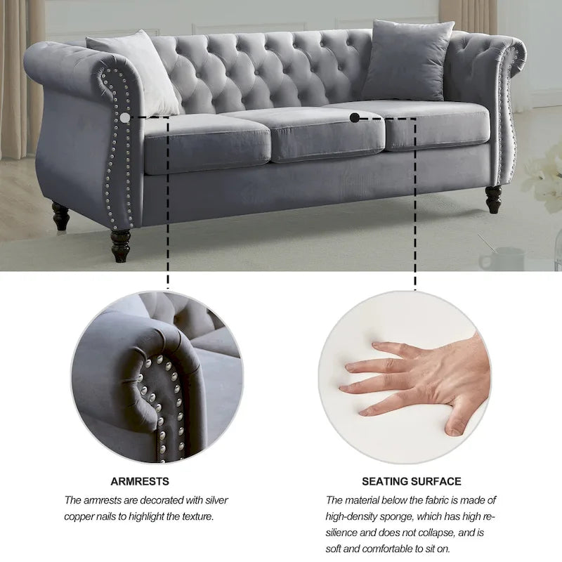 Sala de estar con sofá gris