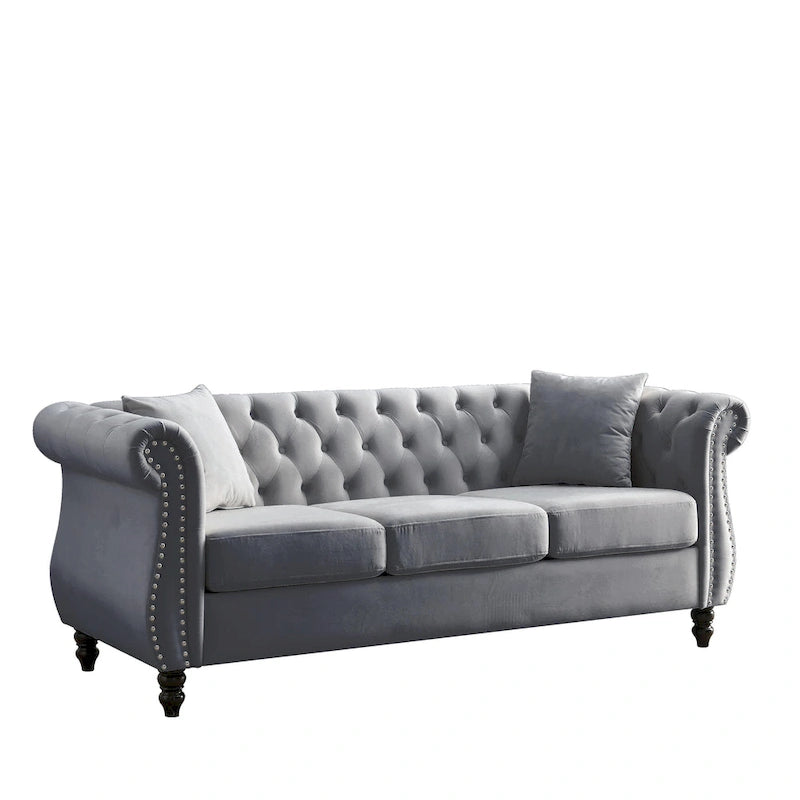 Sala de estar con sofá gris
