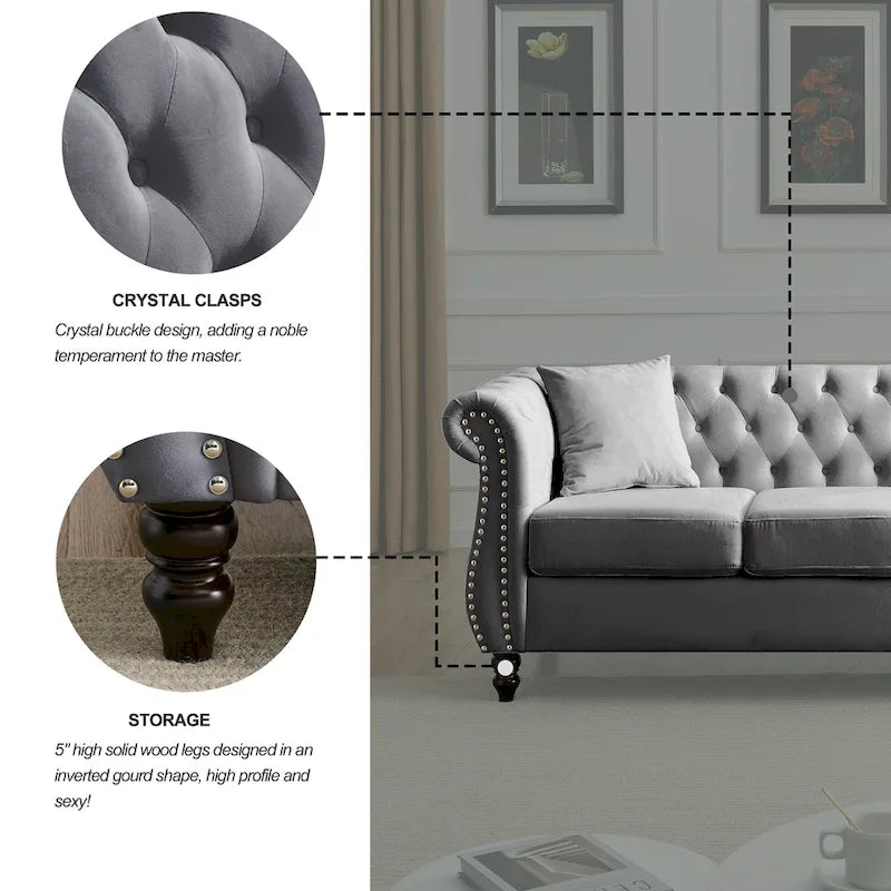 Sala de estar con sofá gris