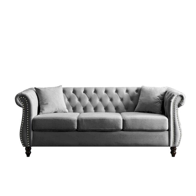 Sala de estar con sofá gris