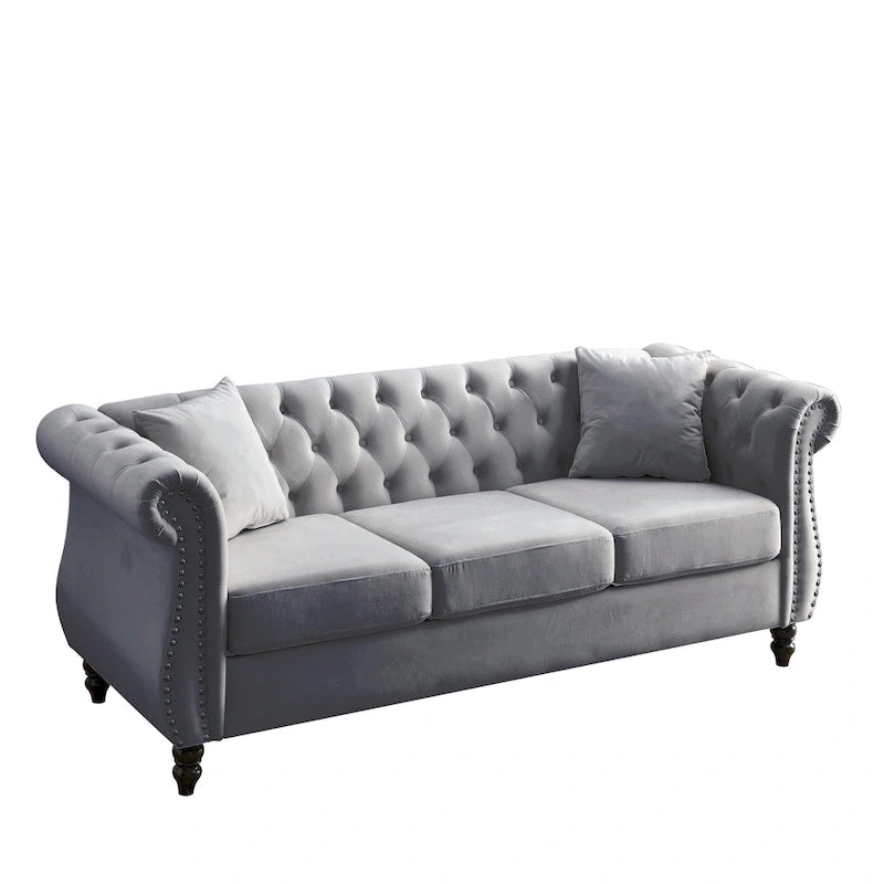 Sala de estar con sofá gris
