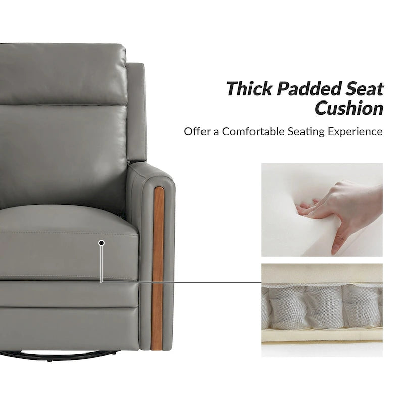 Fauteuil inclinable électrique pivotant et à bascule moderne en cuir véritable (avec appuie-tête et repose-pieds réglables, lot de 2 pièces)