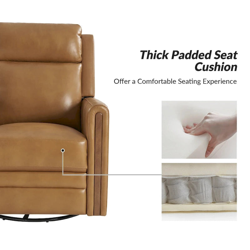 Fauteuil inclinable électrique pivotant et à bascule moderne en cuir véritable (avec appuie-tête et repose-pieds réglables, lot de 2 pièces)