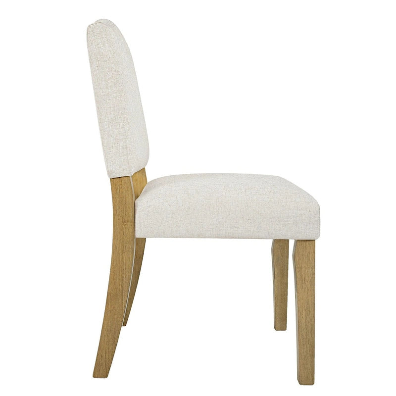 Chaise de salle à manger rembourrée à dossier ouvert - tissu texturé tissé crème (lot de 1)