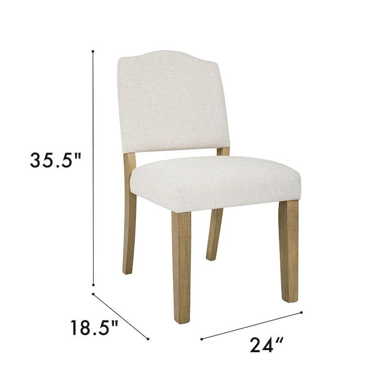 Chaise de salle à manger rembourrée à dossier ouvert - tissu texturé tissé crème (lot de 1)