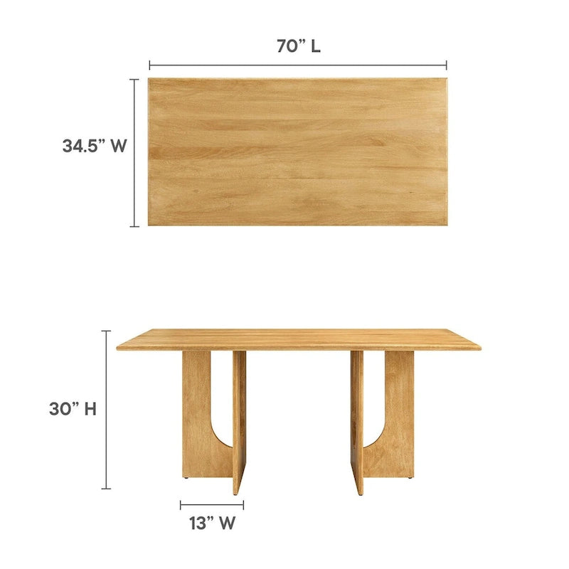 Table de salle à manger rectangulaire en bois de 70