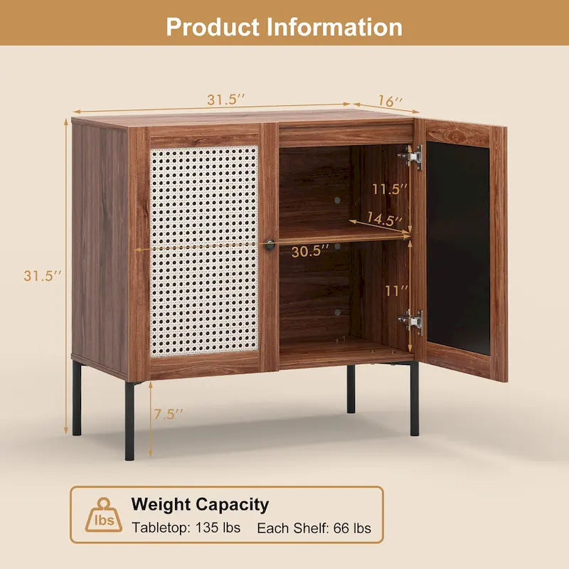Aparador y mueble para vinos de 2 piezas con estante ajustable