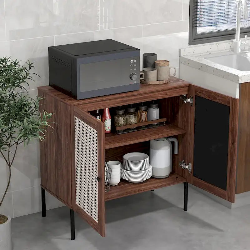 Aparador y mueble para vinos de 2 piezas con estante ajustable