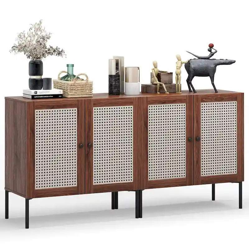 Aparador y mueble para vinos de 2 piezas con estante ajustable