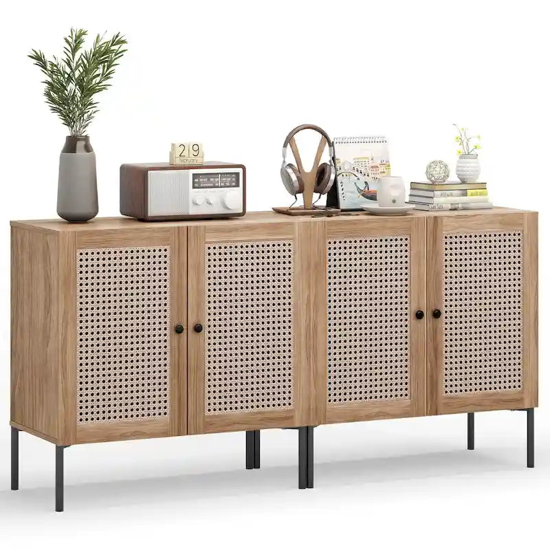 Aparador y mueble para vinos de 2 piezas con estante ajustable
