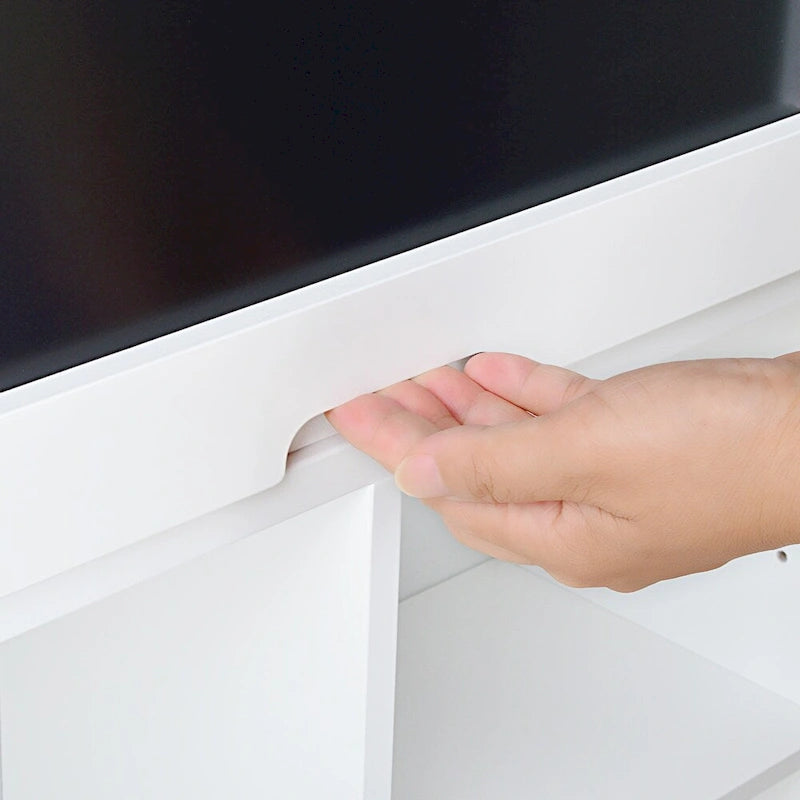 Bureau pliant rabattable avec meuble de rangement et étagères inférieures, bureau d’ordinateur avec rangement, blanc