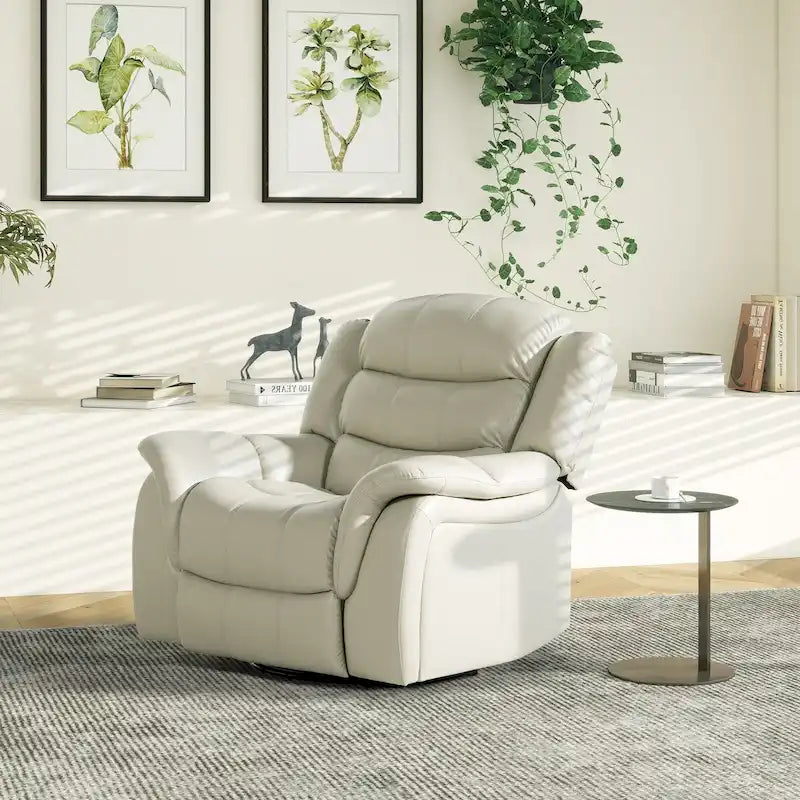 Sillón reclinable mecedor giratorio manual de cuero sintético de 41.5