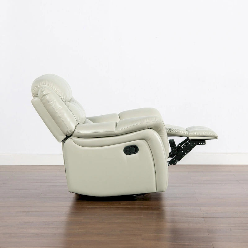Sillón reclinable mecedor giratorio manual de cuero sintético de 41.5