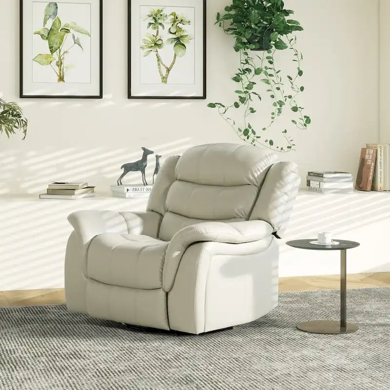 Sillón reclinable mecedor giratorio manual de cuero sintético de 41.5