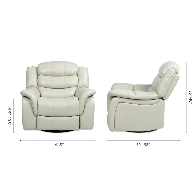 Fauteuil inclinable pivotant à bascule manuel en similicuir de 41.5