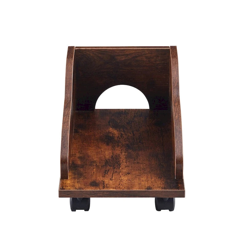 Bureau d’ordinateur en bois massif, table de bureau avec roulettes pour ordinateur, étagères de rangement et classeur, deux tiroirs, support pour unité centrale, une étagère