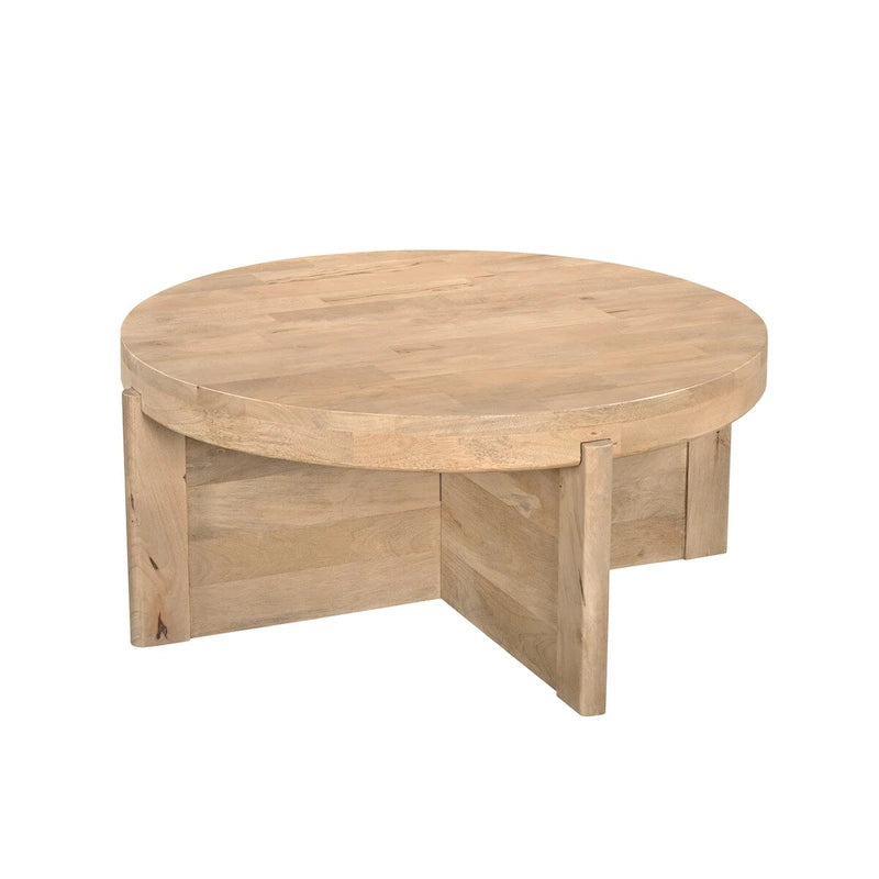 Mesa de centro redonda de madera maciza