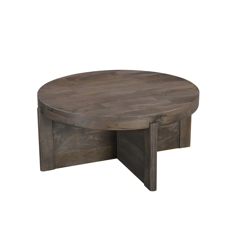 Mesa de centro redonda de madera maciza