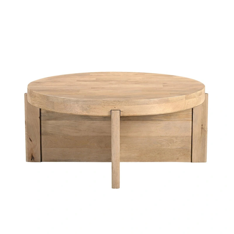 Mesa de centro redonda de madera maciza