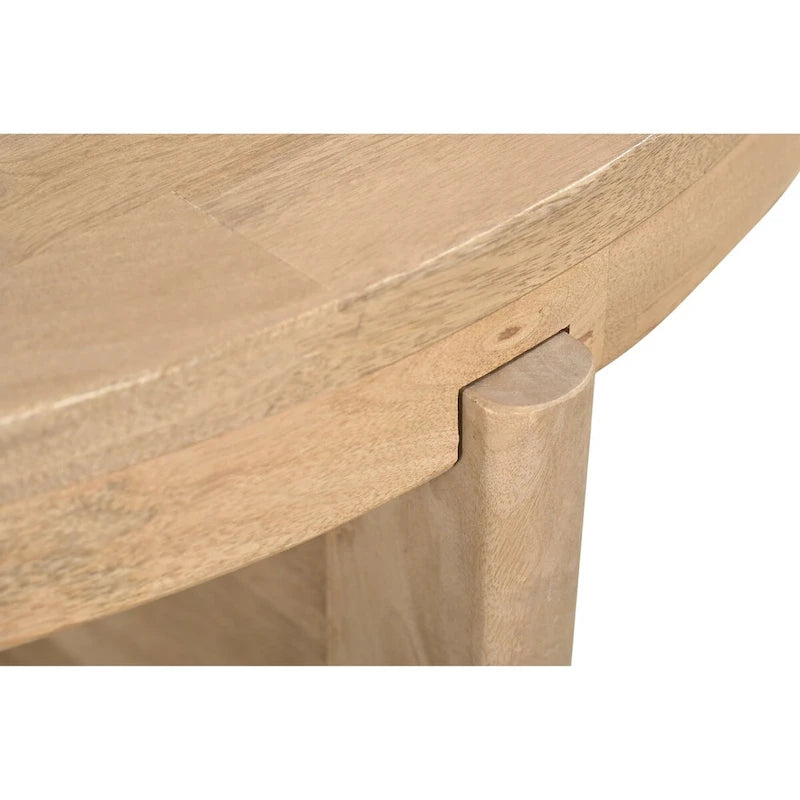 Mesa de centro redonda de madera maciza