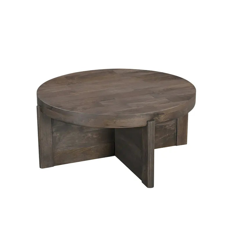 Mesa de centro redonda de madera maciza