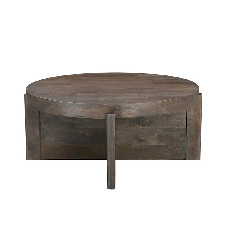 Mesa de centro redonda de madera maciza