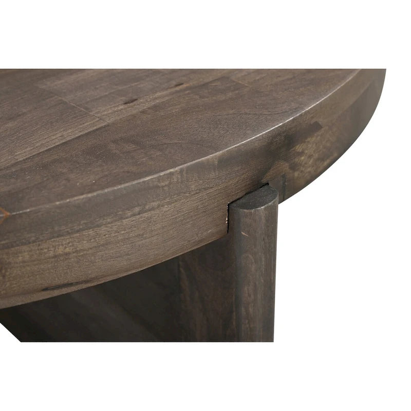 Mesa de centro redonda de madera maciza
