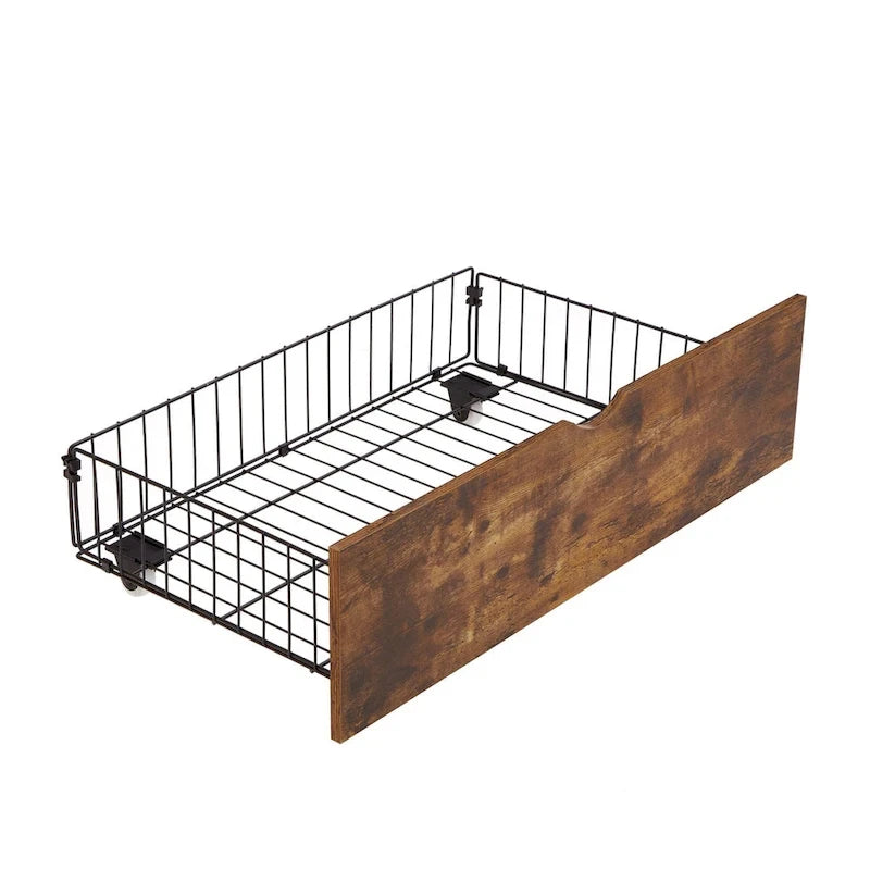 Cadre de lit plateforme en métal format King/Queen/Full avec tête et pied de lit, port USB, station de recharge, 2 tiroirs et éclairage LED